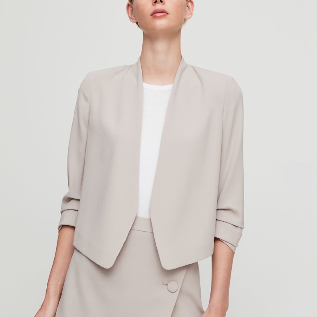 Aritzia Babaton Cropped Power Blazer In Blush Beige Size 2